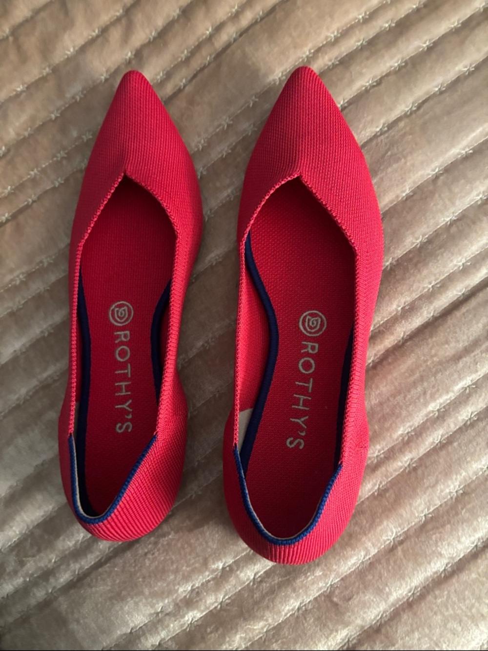 Rothy's Red Pointed-Toe Knit Flats